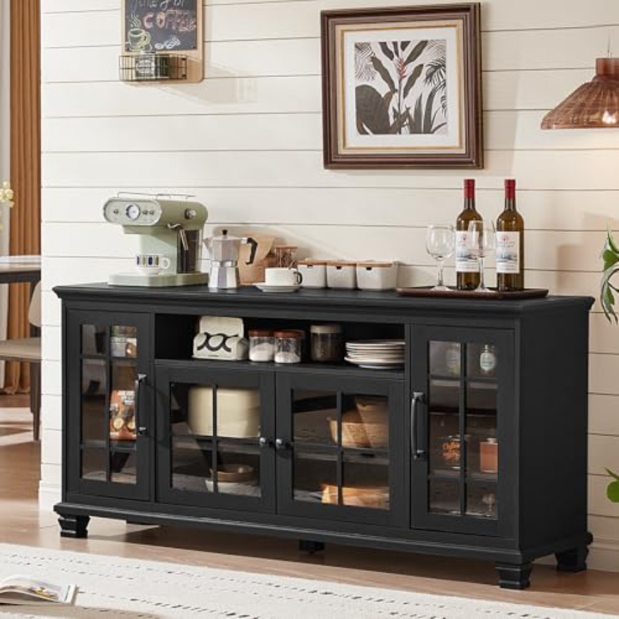 Glass Door Hinge - 60-Inch Sideboard Buffet with Glass Doors